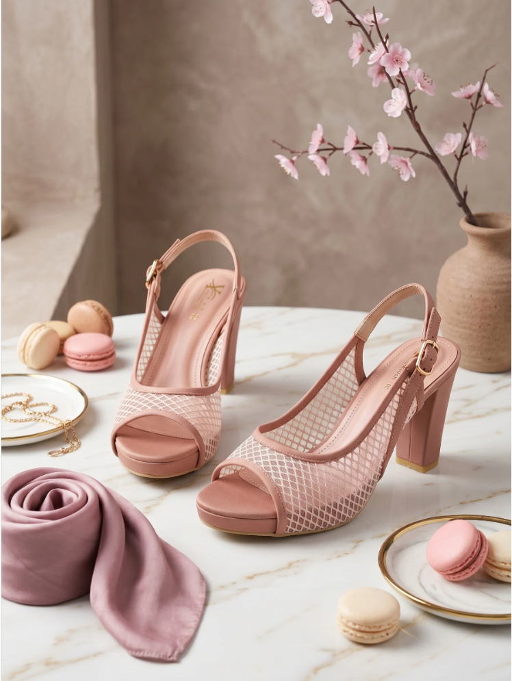 Blossom Pink Orchid Statement Kitten Heels