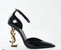 Midnight Gold Statement Pumps Heel