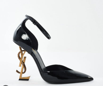 Midnight Gold Statement Pumps Heel